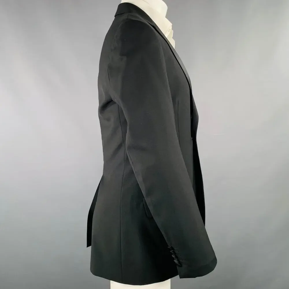 PAUL SMITH Size 38 Black Wool Mohair Tuxedo Sport Coat